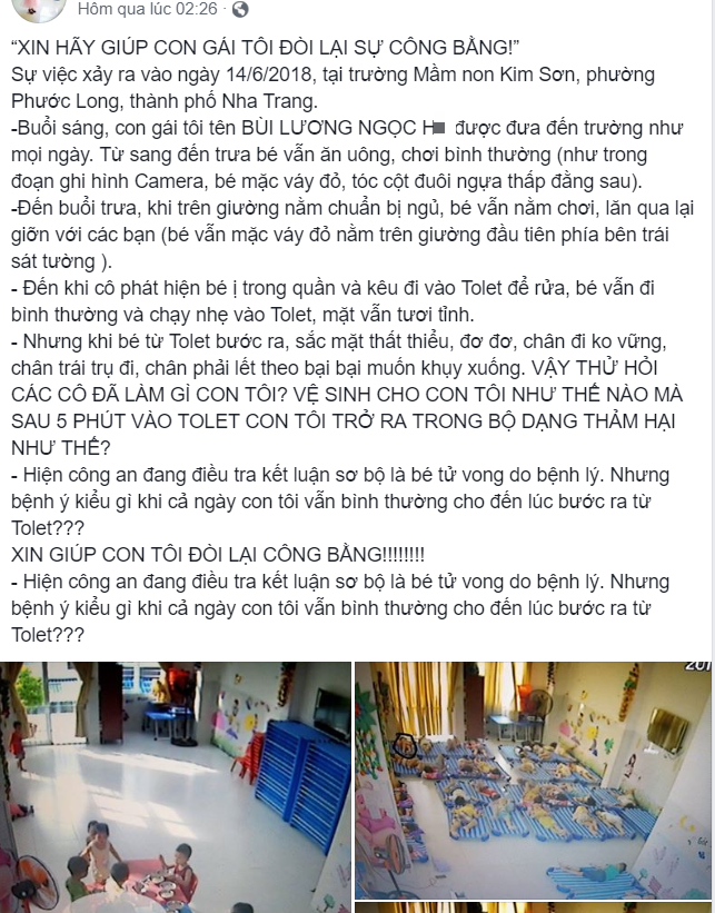 Mẹ bé gái 4 tuổi chết bất thường tại trường mầm non ở Nha Trang: Mong chờ kết quả giám định pháp y để con gái không chết oan - Ảnh 3.