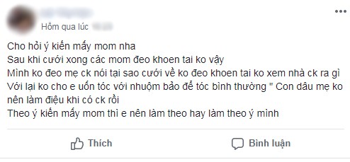 Mẹ chồng dằn mặt con dâu không đeo khuyên tai là chẳng coi nhà chồng ra gì, dân mạng nghe xong chỉ biết câm nín - Ảnh 1.