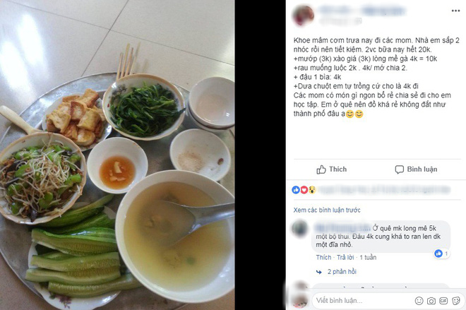 Mẹ bầu khoe mâm cơm 2 người 20k có mỗi lòng gà là chất đạm, hội chị em người khen ngon kẻ lại chê ăn thế làm sao sống nổi - Ảnh 1.