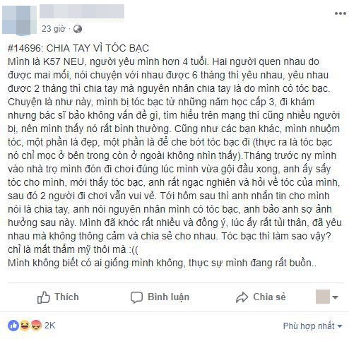 Cô gái bị người yêu đá “phũ” vì lý do chẳng ai ngờ: “Tại em có tóc bạc, anh sợ ảnh hưởng sau này” - Ảnh 1.