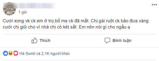 Chị chồng đòi đưa vàng giữ hộ vì nhà có két sắt, em dâu đăng đàn hỏi hội chị em trả lời thế nào cho ngầu? - Ảnh 2.