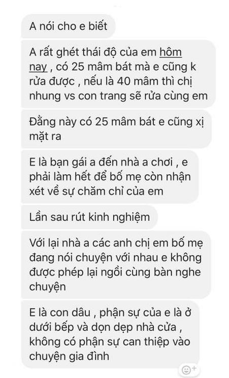 Sau buổi ra mắt, cô gái nhận được tin nhắn khiển trách từ bạn trai có 25 mâm bát em cũng xị mặt ra - Ảnh 1.