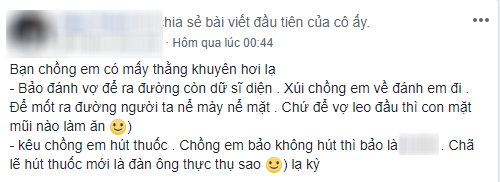 Mẹ trẻ kể về hội bạn tốt của chồng: Khuyên về nhà đánh vợ con cho người khác nể, nên hút thuốc để ra dáng đàn ông - Ảnh 1.