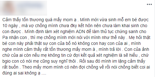 Sinh được 10 ngày, nàng dâu trẻ cay đắng làm xét nghiệm ADN cho con vì mẹ chồng hỏi: Có chắc là con bố nó không? - Ảnh 1. Sinh được 10 ngày, nàng dâu trẻ cay đắng làm xét nghiệm ADN cho con vì mẹ chồng hỏi: Có chắc là con bố nó không? - Ảnh 1.