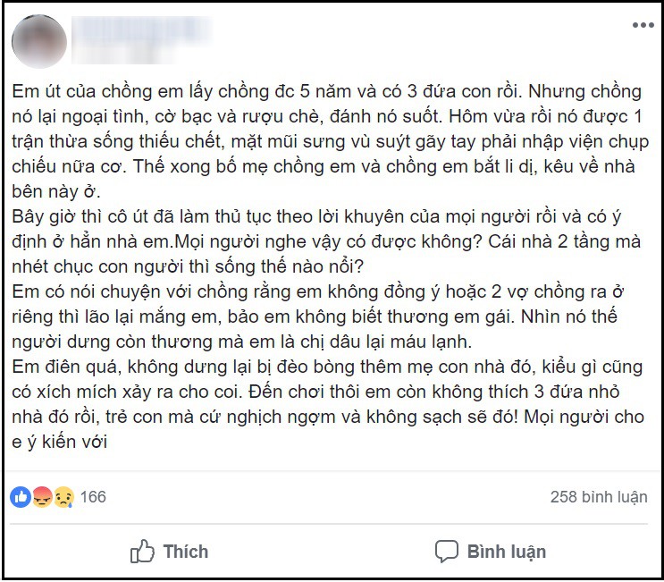 Em chồng bị hành hạ “thừa sống thiếu chết” phải về nhà mẹ đẻ, chị dâu không cảm thông còn lên MXH than vãn đủ điều - Ảnh 1.