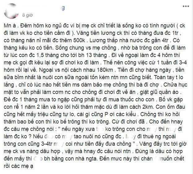 Vợ một mình cáng đáng gia đình, chỉ vì không đưa tiền dắt túi cho chồng đi làm mà mẹ chồng phán một câu cay đắng - Ảnh 1.