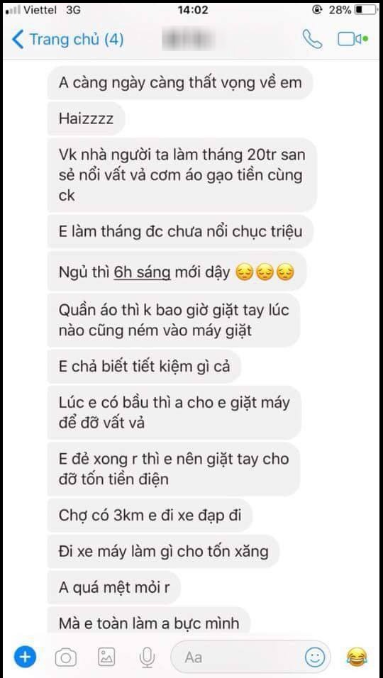 Chồng than chắc anh ngoại tình mất vì vợ để con khóc đêm, sáng ngủ tới 6 giờ, nhà 6 người mà tiêu tận 3 triệu/tháng - Ảnh 1.