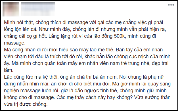 Hào hứng khoe mưu cao vừa trị được chồng lại vừa sướng thân, vợ trẻ không ngờ bị hội chị em chỉ trích thậm tệ - Ảnh 1.