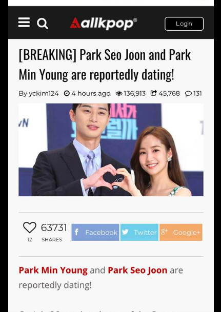 Hot: Đồng loạt báo Hàn đăng tải tin cặp Thư ký Kim Park Seo Joon - Park Min Young đã hẹn hò được 3 năm! - Ảnh 1.