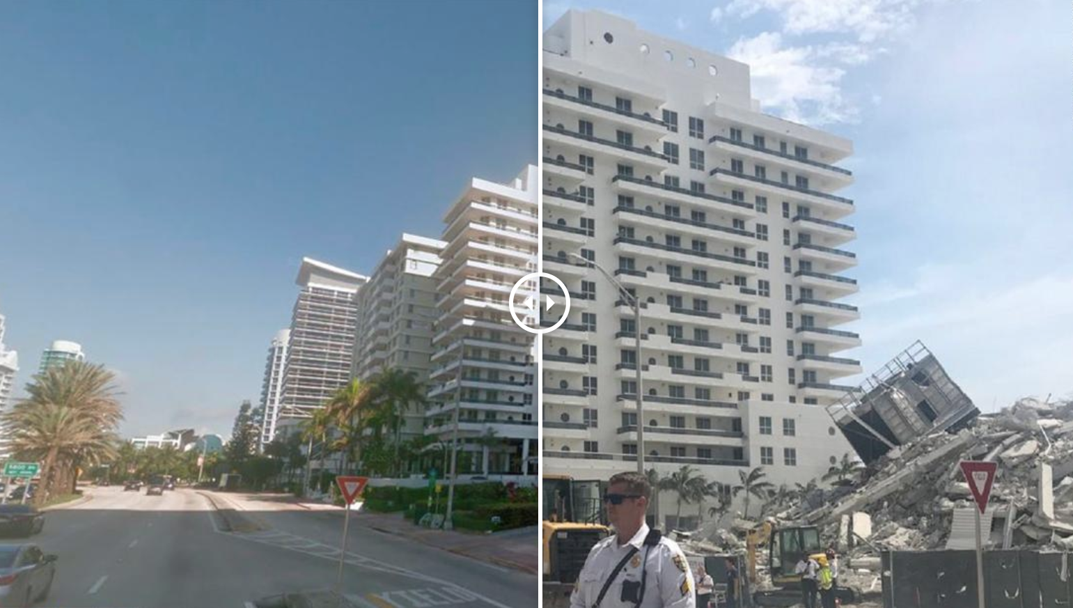 Mỹ: Cả tòa nhà 12 tầng bỗng dưng đổ sụp làm bụi mù cả bãi biển Miami - Ảnh 1.