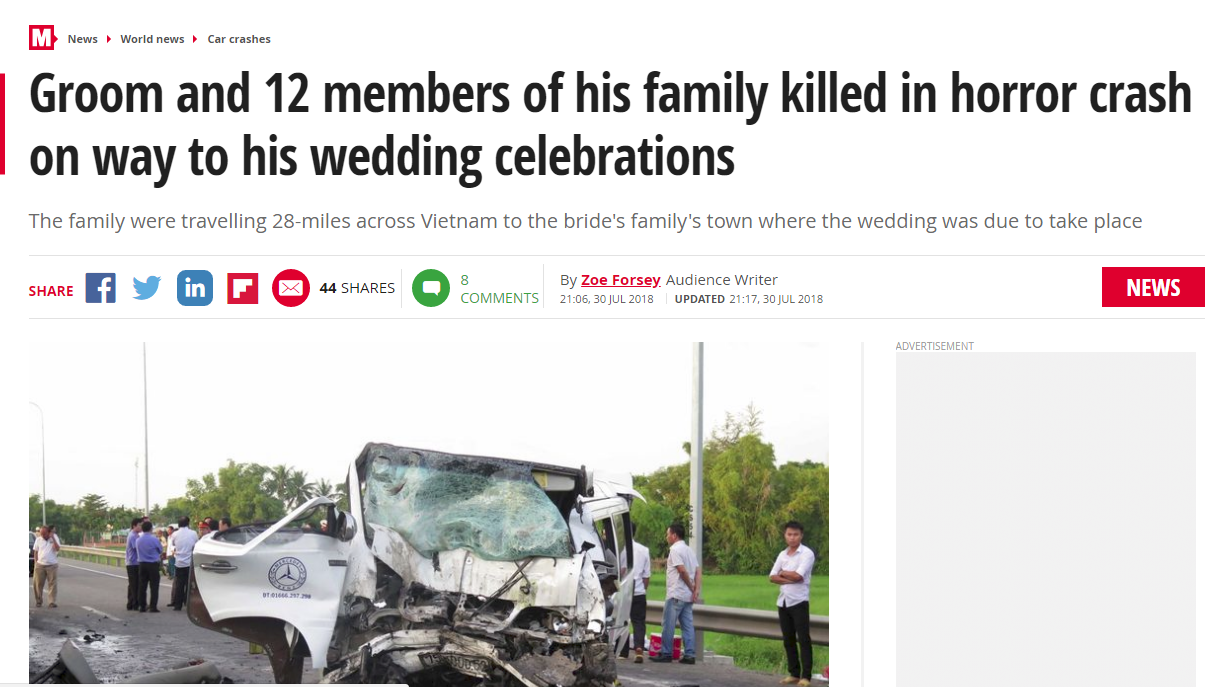 Báo nước ngoài đồng loạt đưa tin về vụ tai nạn thảm khốc khiến 13 người chết, đám cưới thành đại tang - Ảnh 2.