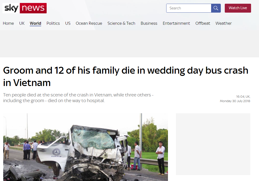 Báo nước ngoài đồng loạt đưa tin về vụ tai nạn thảm khốc khiến 13 người chết, đám cưới thành đại tang - Ảnh 1.