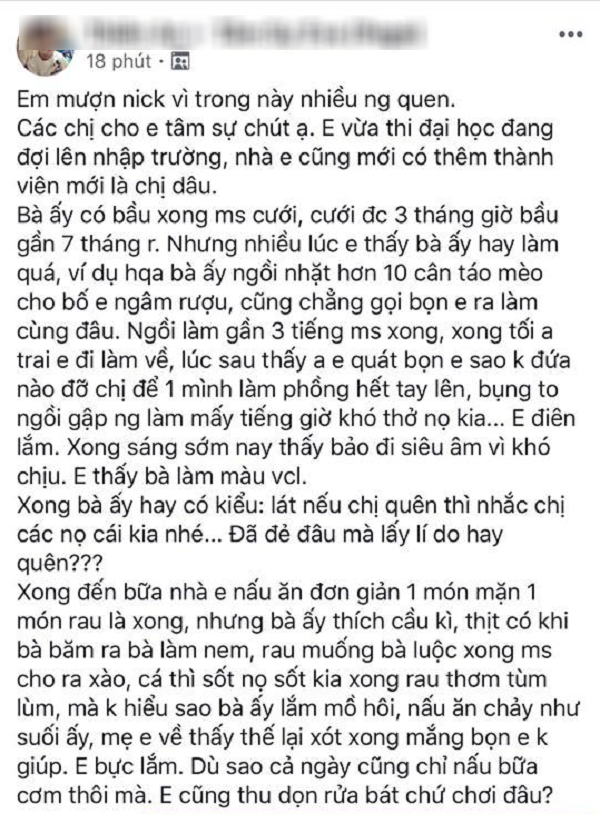 Em chồng đanh đá tố chị dâu nấu ăn bày vẽ, chưa đẻ mà đã nhanh quên bị dân tình chửi sấp mặt - Ảnh 1.