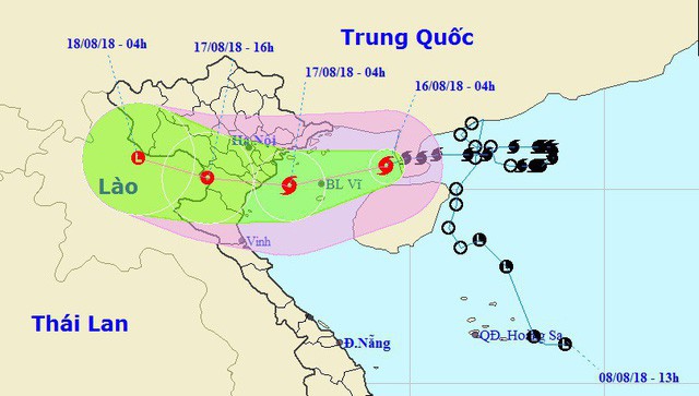 Bão số 4 giật cấp 11 đi vào Vịnh Bắc Bộ, Hà Nội mưa rất to - Ảnh 1.