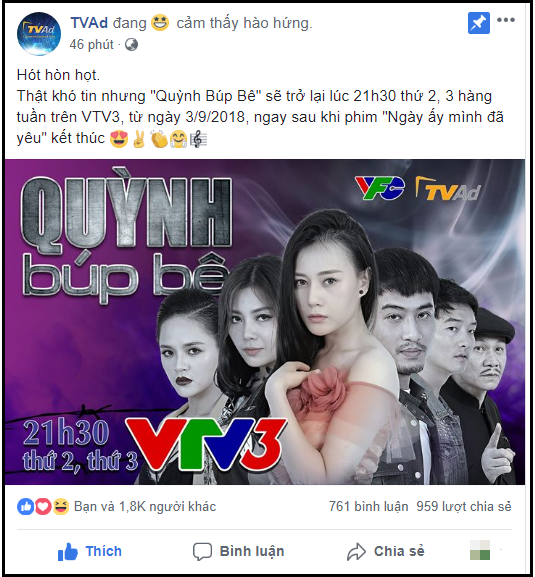 HOT: VTV thông báo tiếp tục phát sóng Quỳnh Búp Bê khiến người hâm mộ vỡ oà vì sung sướng - Ảnh 1.