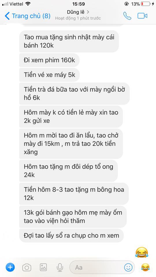 Người yêu cũ sòng phẳng nhất năm: Chia tay nhắn tin đòi tiền bạn gái từ cốc trà đá 6k tới 2k tiền gửi xe - Ảnh 2.