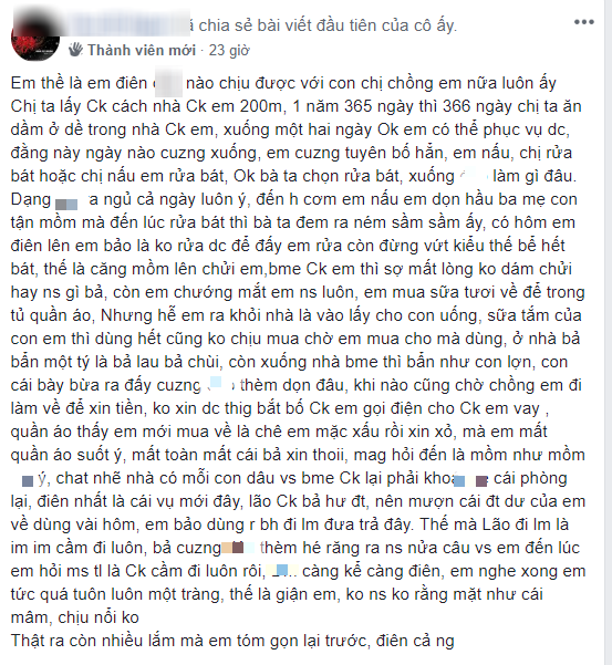 Em dâu nói xấu chị chồng ăn dầm ở dề nhà mẹ đẻ, vừa bừa bộn vừa hay ăn cắp vặt, dân mạng xui xử lý như này - Ảnh 1. Em dâu nói xấu chị chồng ăn dầm ở dề nhà mẹ đẻ, vừa bừa bộn vừa hay ăn cắp vặt, dân mạng xui xử lý như này - Ảnh 1.