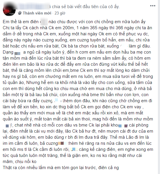 Em dâu nói xấu chị chồng ăn dầm ở dề nhà mẹ đẻ, vừa bừa bộn vừa hay ăn cắp vặt, dân mạng xui xử lý như này  - Ảnh 1.