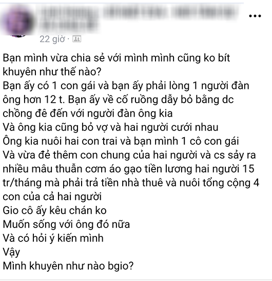 Mẹ 1 con bỏ chồng, xui nhân tình bỏ vợ để cưới nhau, đến khi khổ vì cảnh con anh, con em, con chúng ta thì muốn quay về - Ảnh 1.