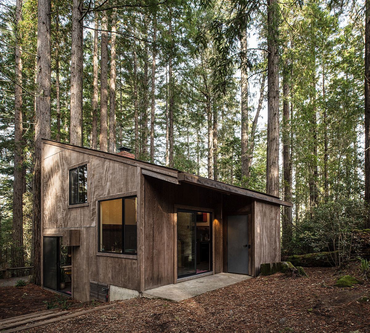 Một ngôi nhà gỗ đem đến một cảm giác gần gũi với thiên nhiên. Hình ảnh này khiến bạn cảm thấy tràn đầy niềm yêu thích với kiến trúc đặc biệt và khung cảnh rừng xanh bao quanh.