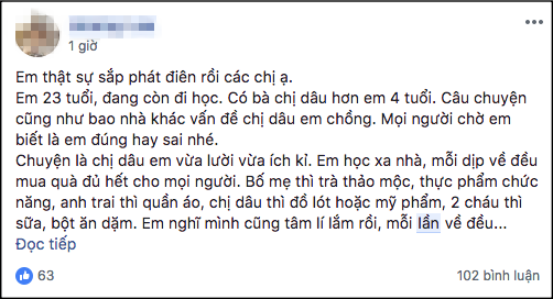 Em chồng tố chị dâu lười chảy thây vì chỉ biết ăn rồi ngủ, ai ngờ hội chị em lại phản ứng thế này - Ảnh 1.