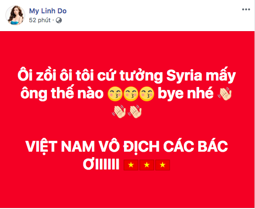 Hoa hậu Đỗ Mỹ Linh, Chi Pu vỡ òa hạnh phúc trước chiến thắng lịch sử của đội tuyển bóng đá Việt Nam tại ASIAD 2018 - Ảnh 1.