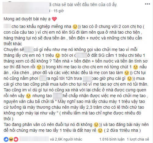 Đã cho 2 chị em ở nhờ, phải đóng góp 1 triệu/2 người còn bị người thân gọi điện trách móc, hội chị em thi nhau vote đuổi thẳng cổ - Ảnh 1.