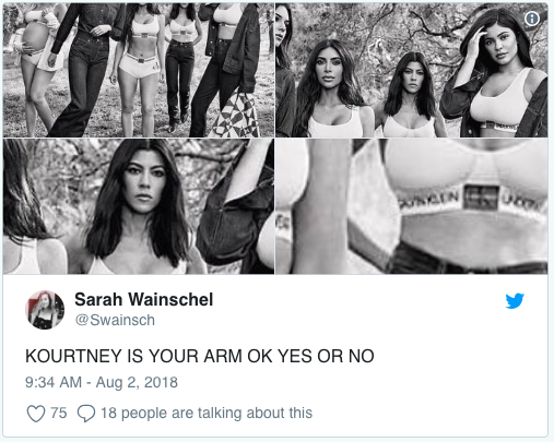 Ảnh nội y của chị em Kardashian bị tố photoshop lố đến mức cánh tay teo nhỏ biến dạng - Ảnh 2.
