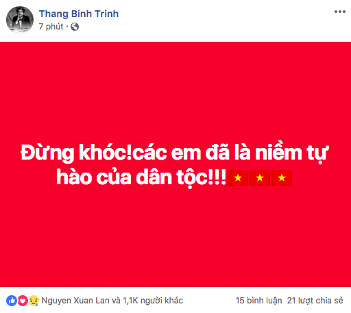 Sao Việt đồng loạt lên tiếng an ủi Olympic Việt Nam: Đừng khóc! Đã rất hay rồi, giờ về nhà thôi - Ảnh 3.