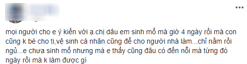 Em chồng tố chị dâu vừa đẻ mổ mà không tự vệ sinh cá nhân, cứ nằm rồi ngủ khiến chị em tranh cãi xôn xao. - Ảnh 1.