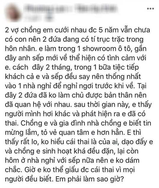 Lấy chồng 5 năm chưa con, sau 1 lần lên giường với sếp lại dính bầu, cô vợ hỏi hội chị em cái thai là của ai - Ảnh 2.