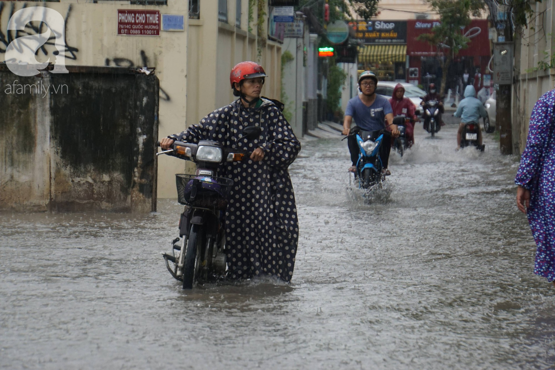 Khu biệt thự ở Sài Gòn ngập nặng sau mưa, trẻ em trường quốc tế được bố mẹ cõng trên vai lội nước về nhà - Ảnh 7.