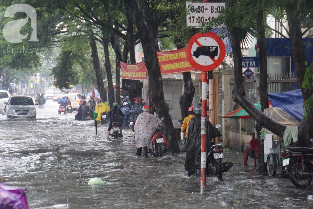 Khu biệt thự ở Sài Gòn ngập nặng sau mưa, trẻ em trường quốc tế được bố mẹ cõng trên vai lội nước về nhà - Ảnh 10.