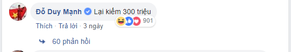 Duy Mạnh nửa đùa nửa thật tiết lộ thu nhập khủng của Đức Chinh kiếm được sau mỗi status trên Facebook - Ảnh 1.