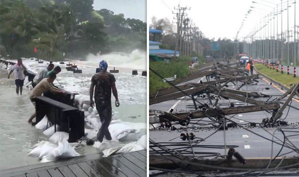 Cơn bão mạnh nhất trong 30 năm đổ bộ Thái Lan: 3 người chết, 34.000 người phải sơ tán - Ảnh 1.