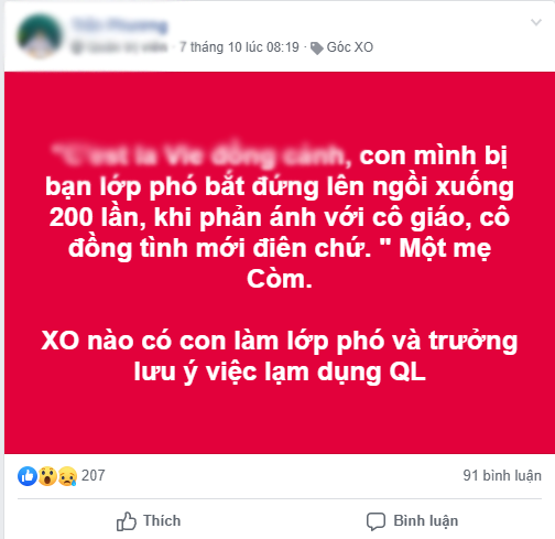 Con đi học bị lớp phó phạt đứng lên ngồi xuống 200 lần, mẹ bức xúc tột độ khi cô giáo không mắng mà đồng tình với hình phạt hà khắc đó - Ảnh 1.