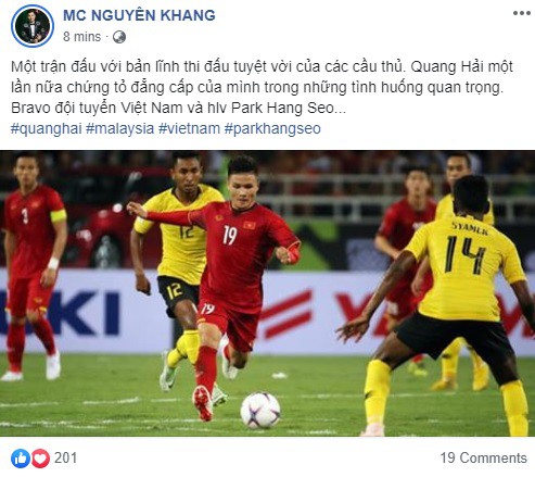 Dàn sao Vbiz vỡ oà trước chiến thắng của đội tuyển Việt Nam trước Malaysia tại sân vận động Mỹ Đình - Ảnh 2.