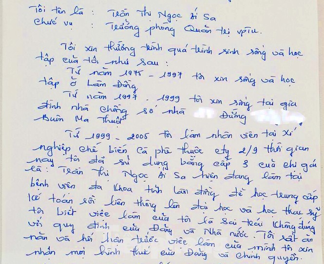 Bản viết tay đầy lỗi chính tả của nữ Trưởng phòng mượn tên để thăng tiến - Ảnh 2.
