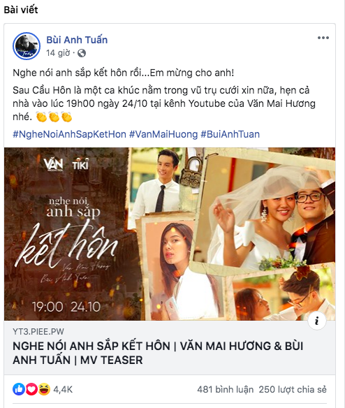Phản ứng của Bùi Anh Tuấn khi Văn Mai Hương tung trọn bộ ảnh cưới, hé lộ lý do kết hôn khiến ai cũng sốc - Ảnh 1. Phản ứng của Bùi Anh Tuấn khi Văn Mai Hương tung trọn bộ ảnh cưới, hé lộ lý do kết hôn khiến ai cũng sốc - Ảnh 1.