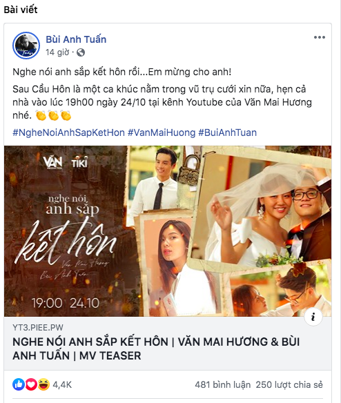 Phản ứng của Bùi Anh Tuấn khi Văn Mai Hương tung trọn bộ ảnh cưới, hé lộ lý do kết hôn khiến ai cũng sốc  - Ảnh 1.