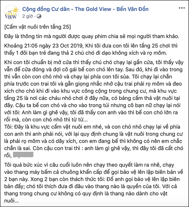 2 &quot;nam chính&quot; lên tiếng sau vụ dắt chó cưng trong chung cư cao cấp ở Sài Gòn gây tranh cãi - Ảnh 3.