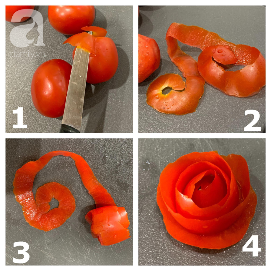 2 cách tạo hình hoa hồng từ cà chua dễ &quot;không tưởng&quot; giúp món ăn nâng tầm &quot;đẳng cấp&quot; - Ảnh 2.