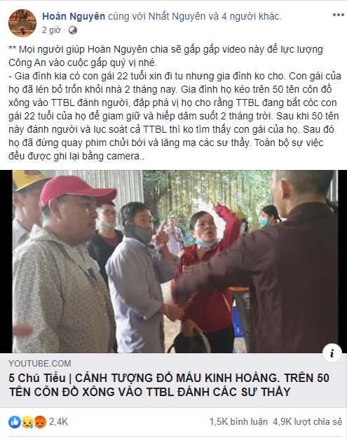 Tịnh thất Bồng Lai - nơi 5 chú tiểu thi ''Thách thức danh hài'' ở đã bị một nhóm côn đồ hơn 50 người đến đập phá - Ảnh 1.