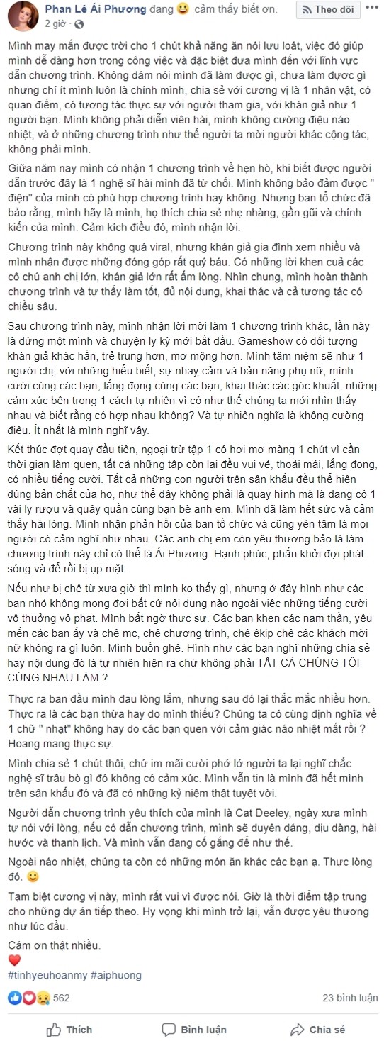 Làm MC nhạt nhẽo, Ái Phương bức xúc lên tiếng và được Hà Anh động viên thế này - Ảnh 2.