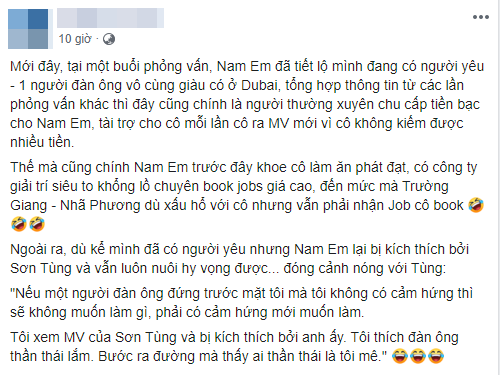 Vừa phát ngôn sốc về Sơn Tùng, Nam Em lại tiết lộ gia thế của bạn trai bí mật - Ảnh 2.