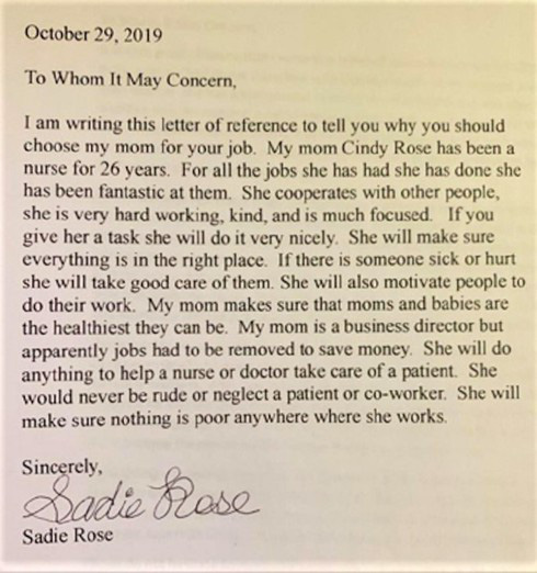 Bé gái 8 tuổi viết thư xin việc cho mẹ - Ảnh 2.