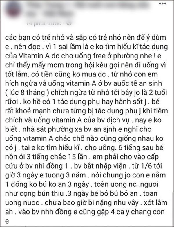 Nhiều mẹ hốt hoảng cảnh báo sau khi uống vitamin A miễn phí về con bị nôn ói - Ảnh 3.