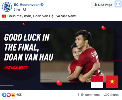 Góc tự hào: CLB của Đoàn Văn Hậu ở Hà Lan gửi lời chúc mừng U22 Việt Nam giành chiến thắng tại SEA Games 30 bằng tiếng Việt: &quot;Vô địch! Chúc mừng&quot; - Ảnh 3.
