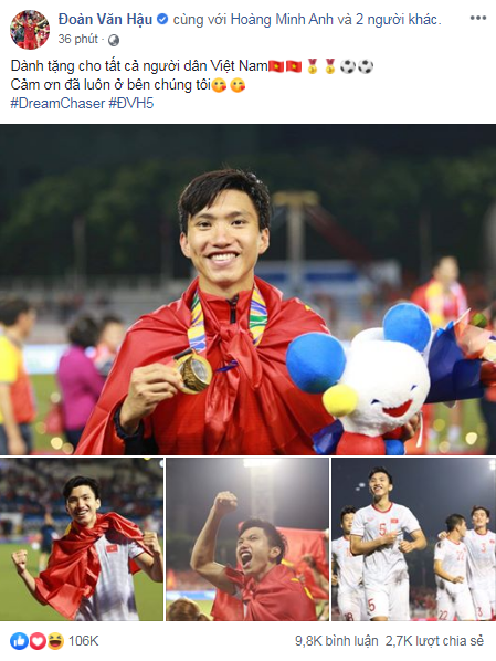 Việt Nam vô địch Sea Games 30, dàn cầu thủ viết nên lịch sử bóng đá nước nhà đã kịp chia sẻ lời cảm ơn đầu tiên sau trận chung kết - Ảnh 2.