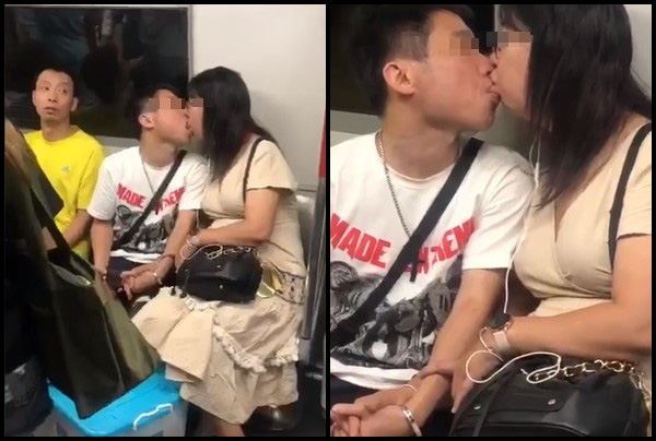 Choáng với hình ảnh cặp đôi nam nữ thản nhiên hôn nhau cuồng nhiệt trên tàu điện ngầm, sau khi xem clip cư dân mạng bất lực - Ảnh 1.